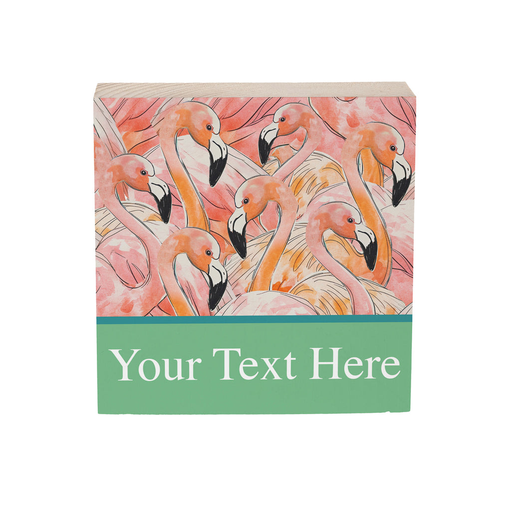 Palm Beach Flamingo  Sign Wood Block, "Key West", 6"x6", Slide 3 of 3