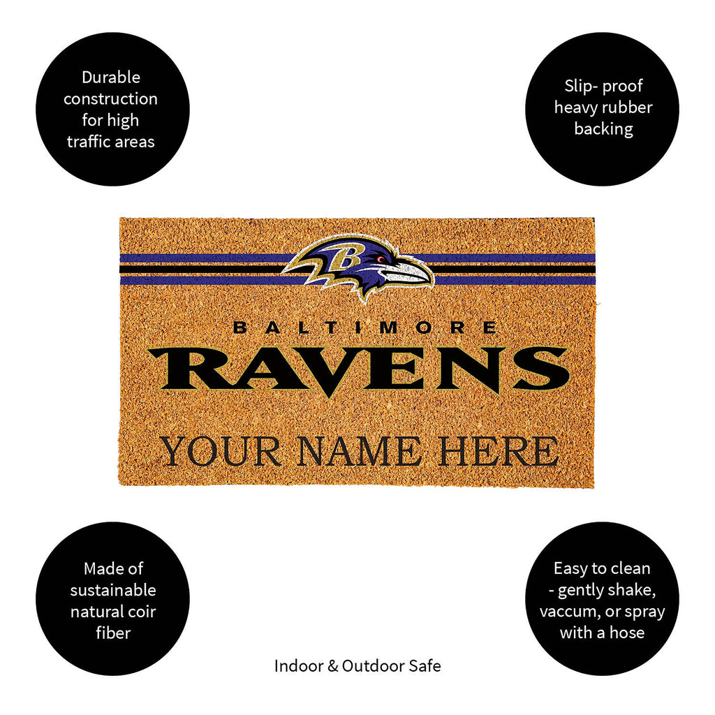 Baltimore Ravens Personalized Mat, Natural Coir with Color Logo, 30" x 18", Slide 5 of 6