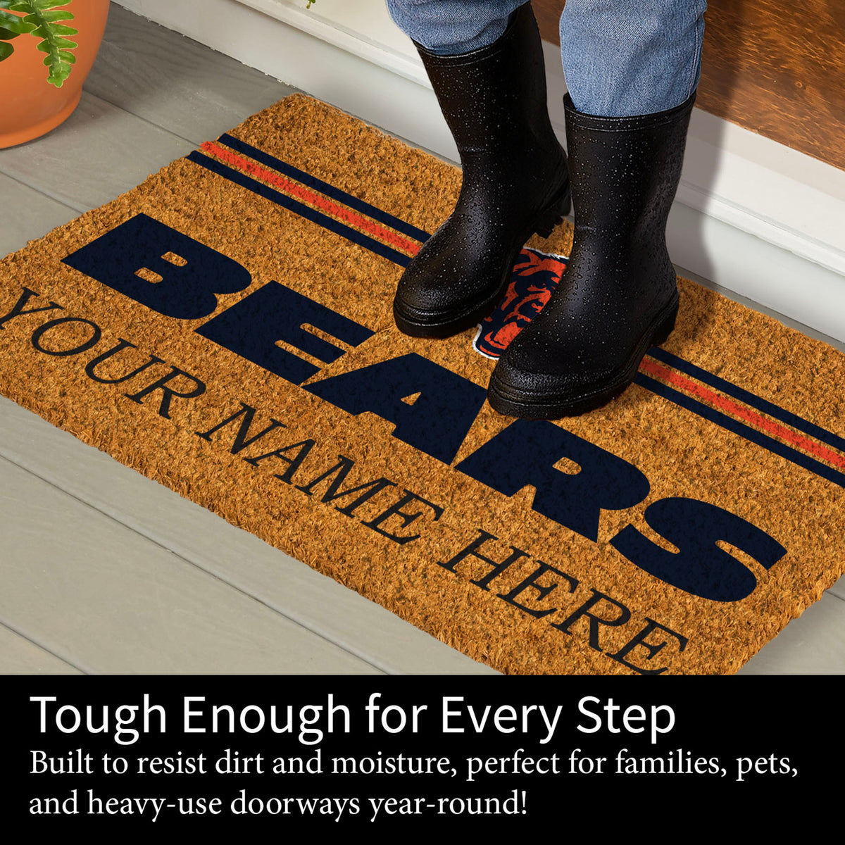 Chicago Bears Personalized Mat, Natural Coir with Color Logo, 30" x 18", Slide 7 of 15