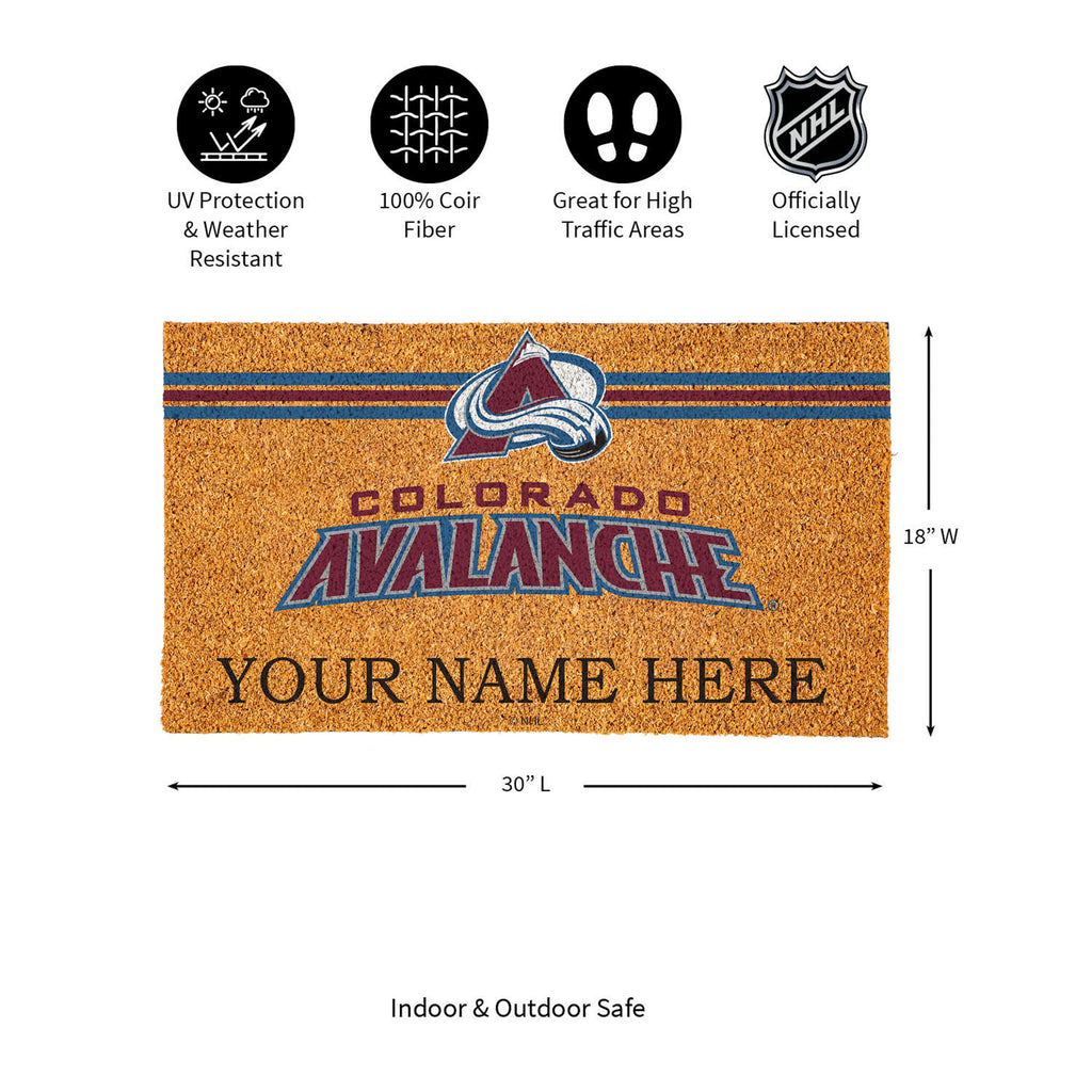 Colorado Avalanche Personalized Mat, Natural Coir with Color Logo, 30" x 18", Slide 11 of 15