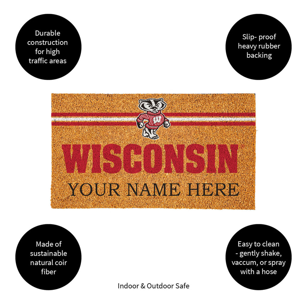 University of Wisconsin-Madison Personalized Mat, Natural Coir with Color Logo, 30" x 18", Slide 10 of 15