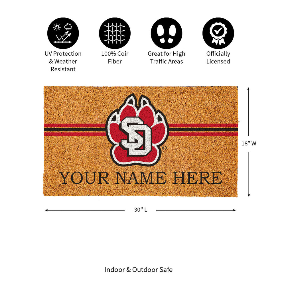 University of South Dakota Personalized Mat, Natural Coir with Color Logo, 30" x 18", Slide 12 of 15