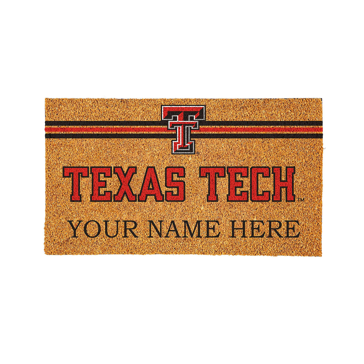 Texas Tech University Personalized Mat, Natural Coir with Color Logo, 30" x 18"