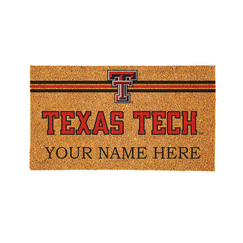 Texas Tech University Personalized Mat, Natural Coir with Color Logo, 30" x 18"