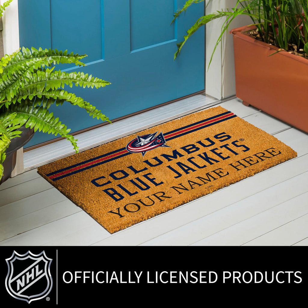 Columbus Blue Jackets Personalized Mat, Natural Coir with Color Logo, 30" x 18", Slide 7 of 15