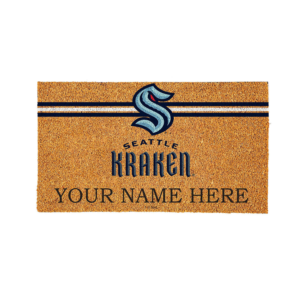 Seattle Kraken Personalized Mat, Natural Coir with Color Logo, 30" x 18"