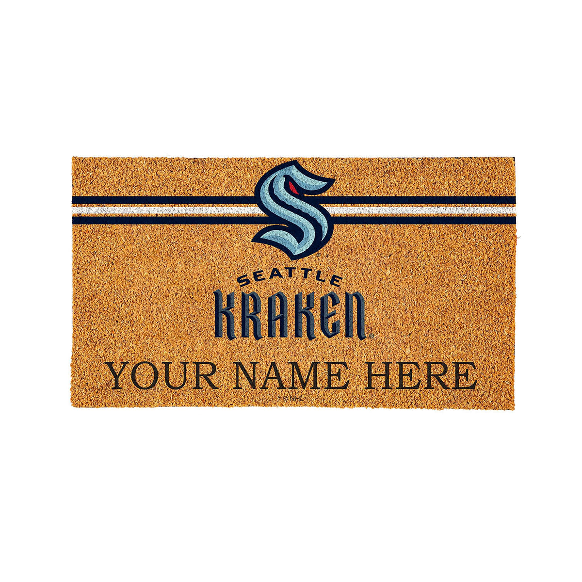 Seattle Kraken Personalized Mat, Natural Coir with Color Logo, 30" x 18"