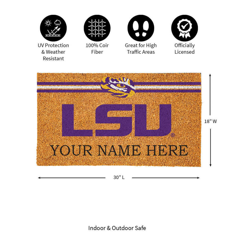 Louisiana State University Personalized Mat, Natural Coir with Color Logo, 30" x 18", Slide 15 of 15