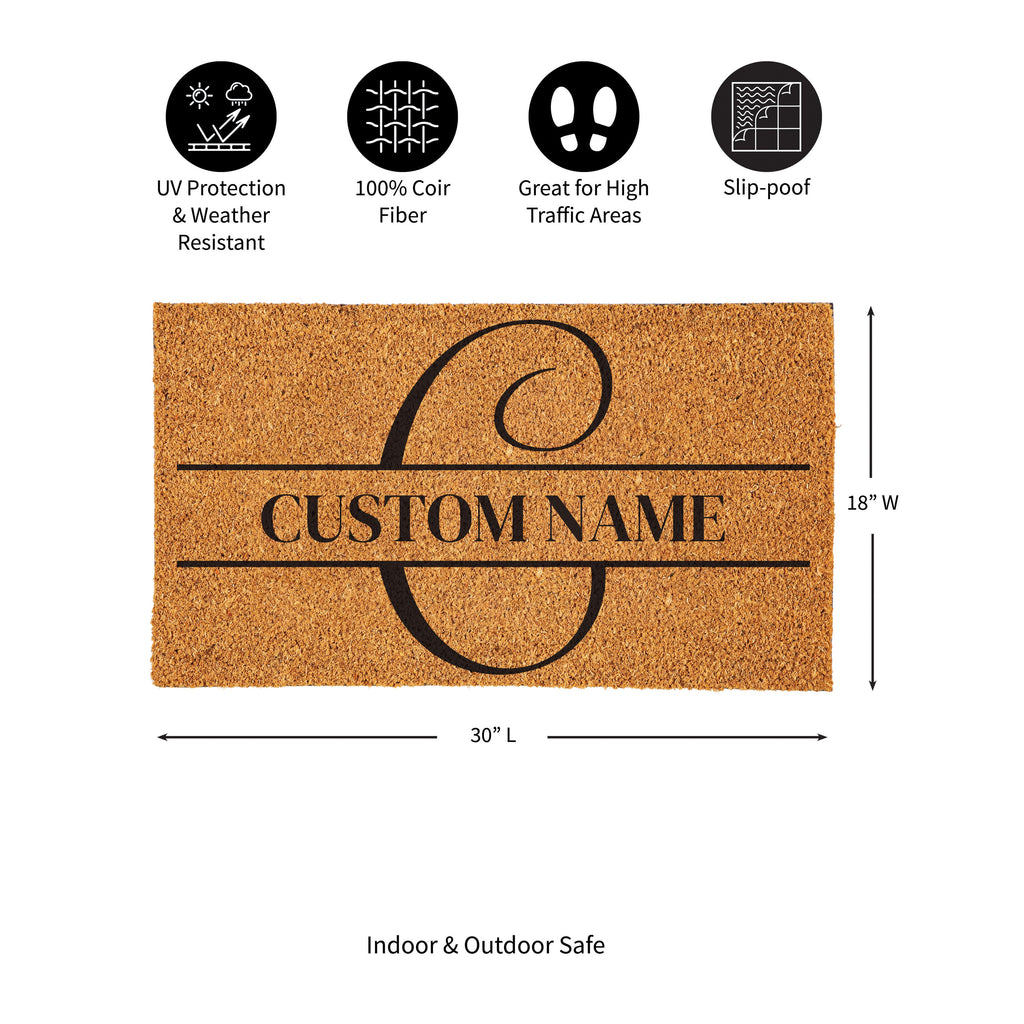 Modern Personalized Monogram Coir Mat 18"x30", Slide 4 of 40