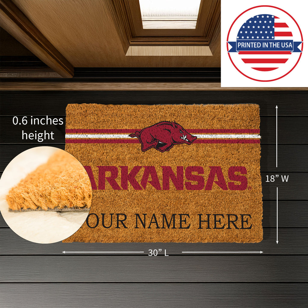 University of Arkansas Personalized Mat, Natural Coir with Color Logo, 30" x 18", Slide 8 of 15