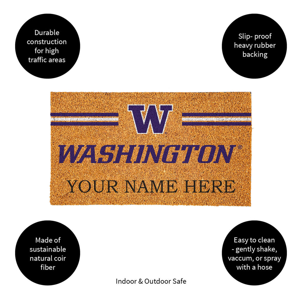 University of Washington Personalized Mat, Natural Coir with Color Logo, 30" x 18", Slide 14 of 15