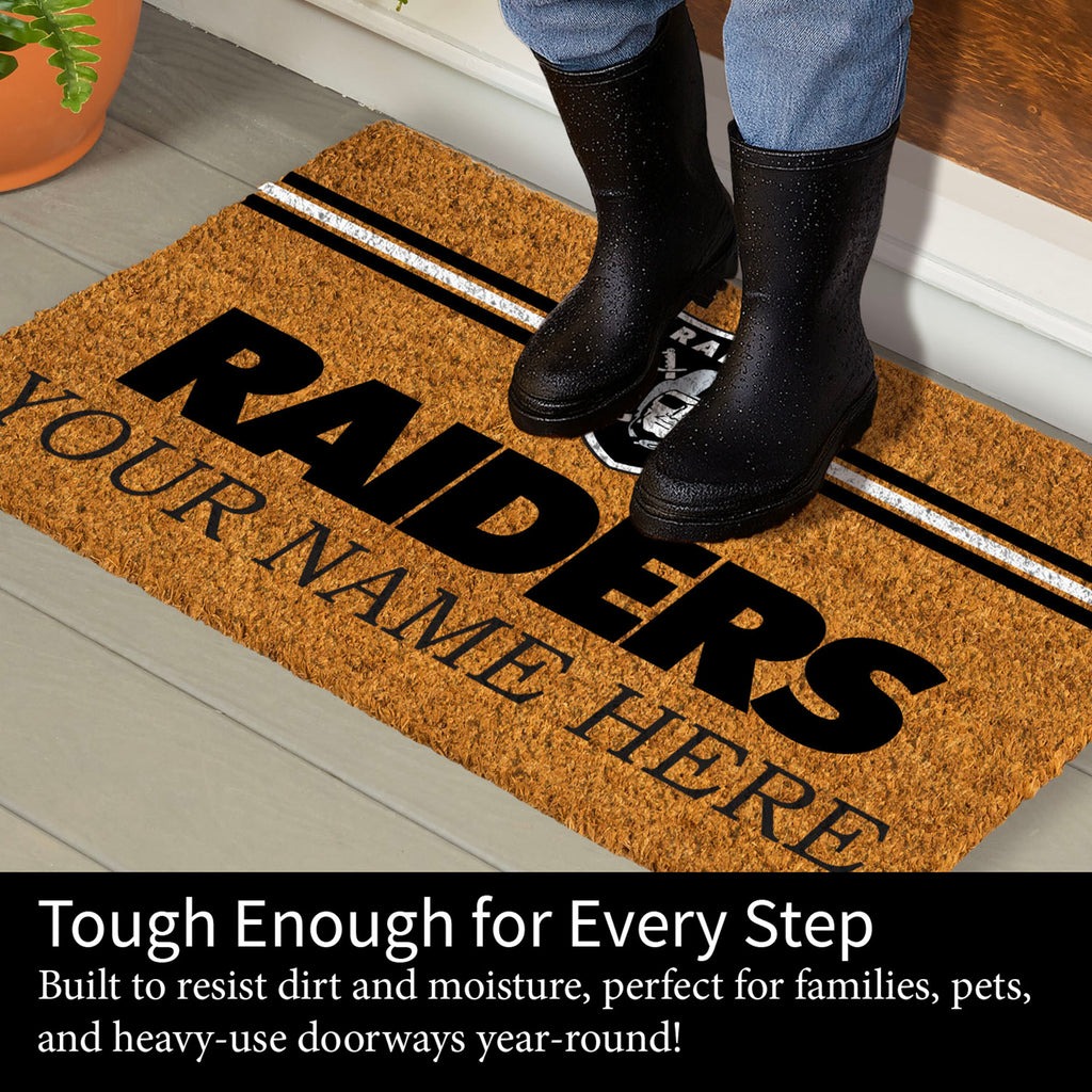 Las Vegas Raiders Personalized Mat, Natural Coir with Color Logo, 30" x 18", Slide 6 of 15