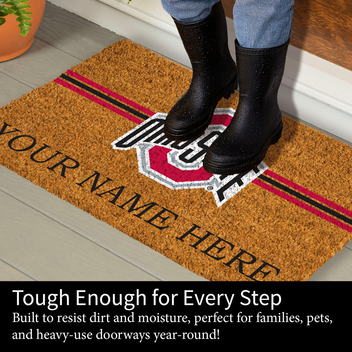 Ohio State University Personalized Mat, Natural Coir with Color Logo, 30" x 18", Slide 5 of 15