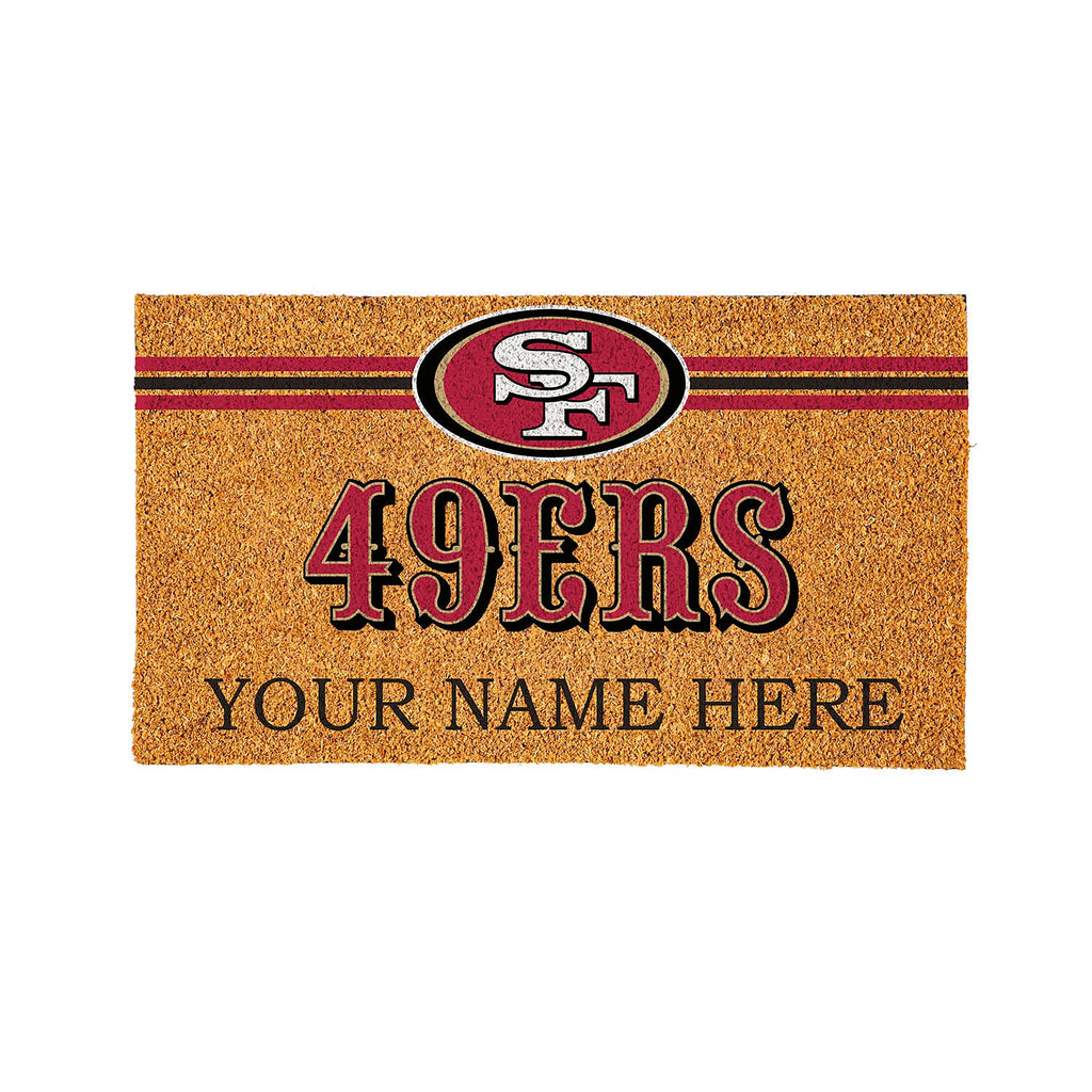 San Francisco 49ers Personalized Mat, Natural Coir with Color Logo, 30" x 18"
