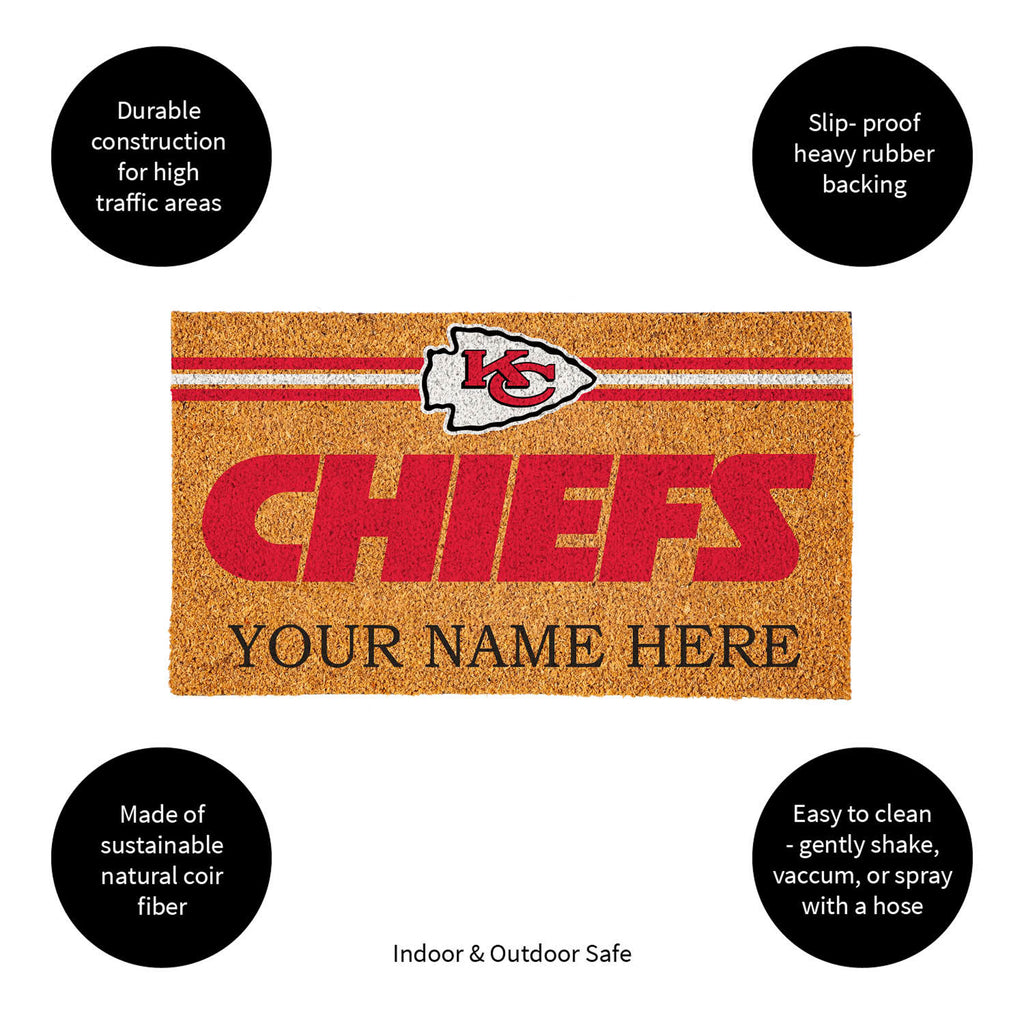 Kansas City Chiefs Personalized Mat, Natural Coir with Color Logo, 30" x 18", Slide 13 of 15