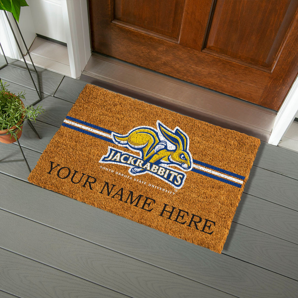 South Dakota State University Personalized Mat, Natural Coir with Color Logo, 30" x 18", Slide 3 of 15