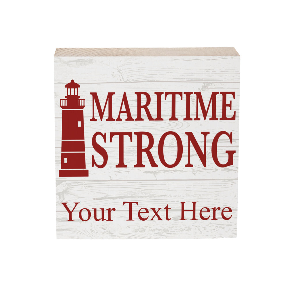 Canada Strong Maritime Sign Wood Block, Lighthouse With Personalization, 6"x6", Slide 3 of 3