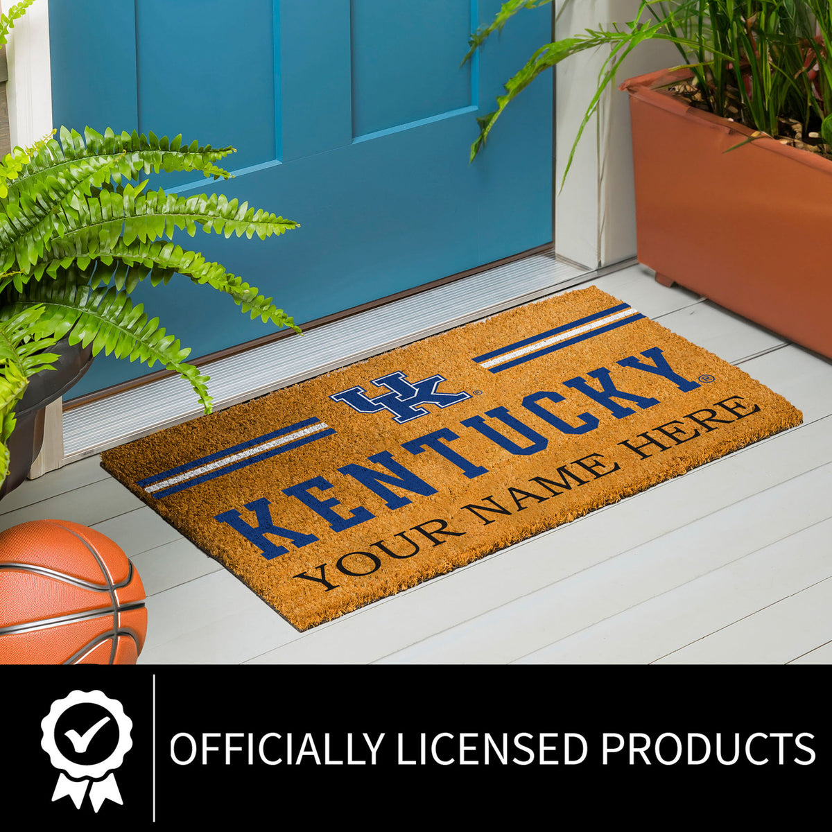 University of Kentucky Personalized Mat, Natural Coir with Color Logo, 30" x 18", Slide 5 of 15