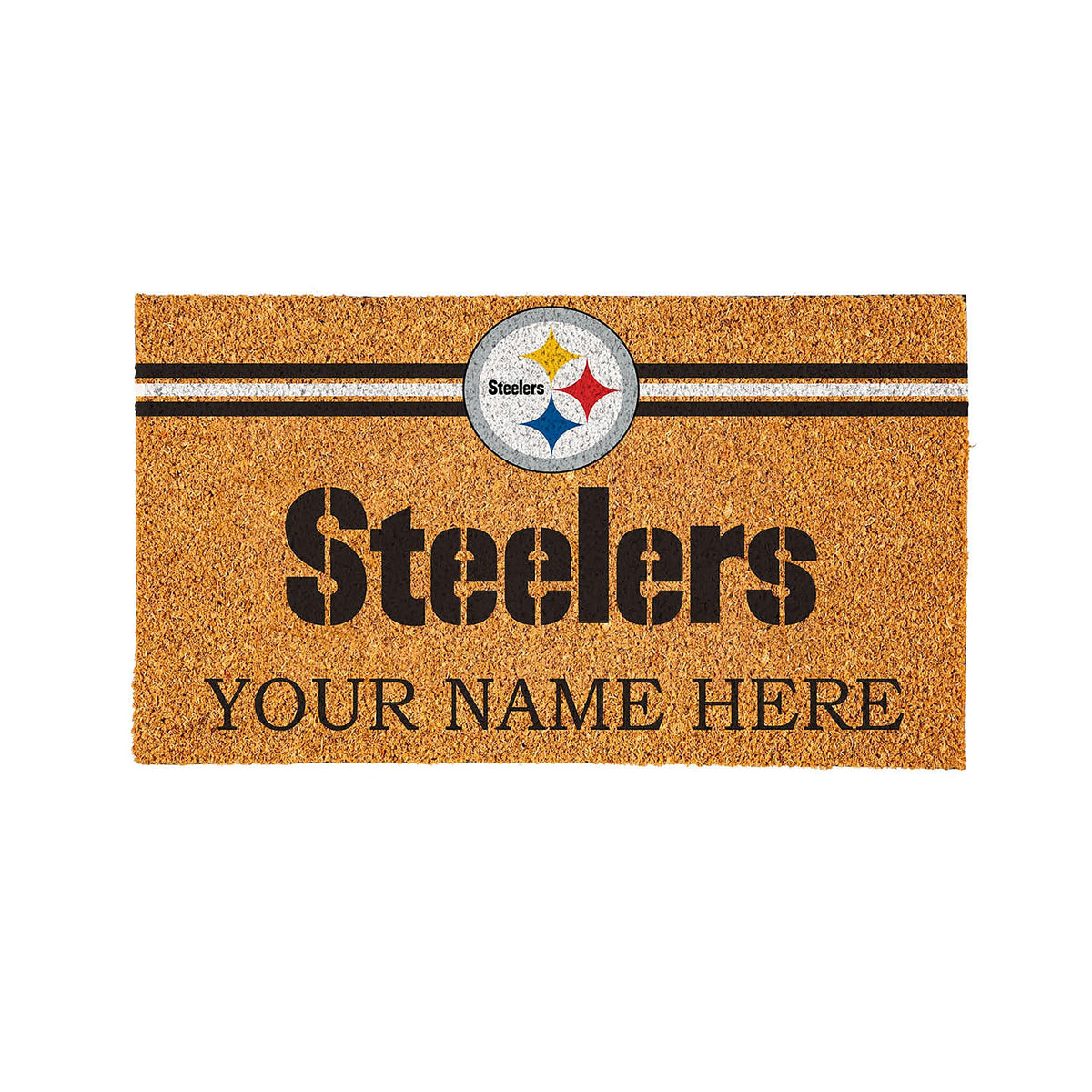 Pittsburgh Steelers Personalized Mat, Natural Coir with Color Logo, 30" x 18"