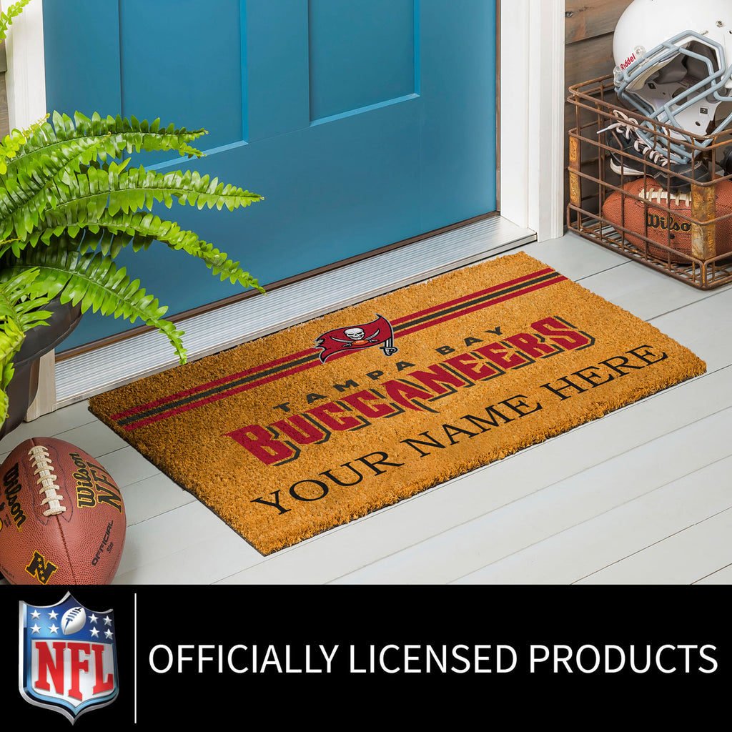 Tampa Bay Buccaneers Personalized Mat, Natural Coir with Color Logo, 30" x 18", Slide 8 of 15
