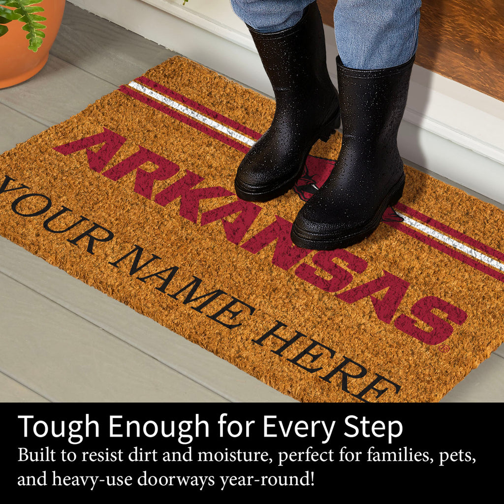 University of Arkansas Personalized Mat, Natural Coir with Color Logo, 30" x 18", Slide 4 of 15