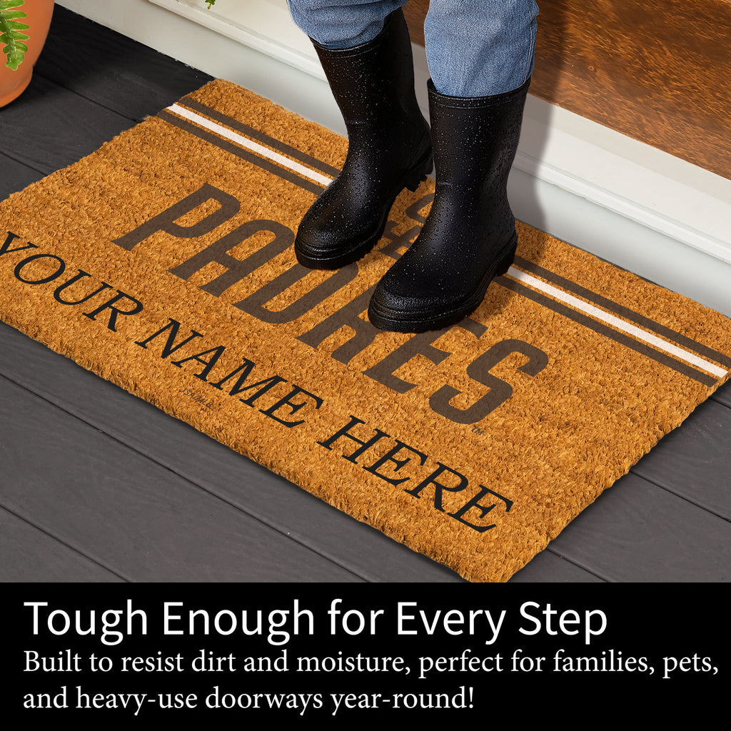 San Diego Padres Personalized Mat, Natural Coir with Color Logo, 30" x 18", Slide 4 of 4