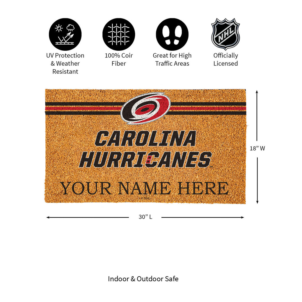 Carolina Hurricanes Personalized Mat, Natural Coir with Color Logo, 30" x 18", Slide 10 of 15