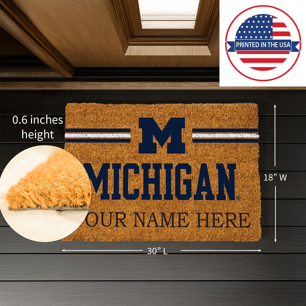 University Of Michigan Personalized Mat, Natural Coir with Color Logo, 30" x 18", Slide 8 of 15