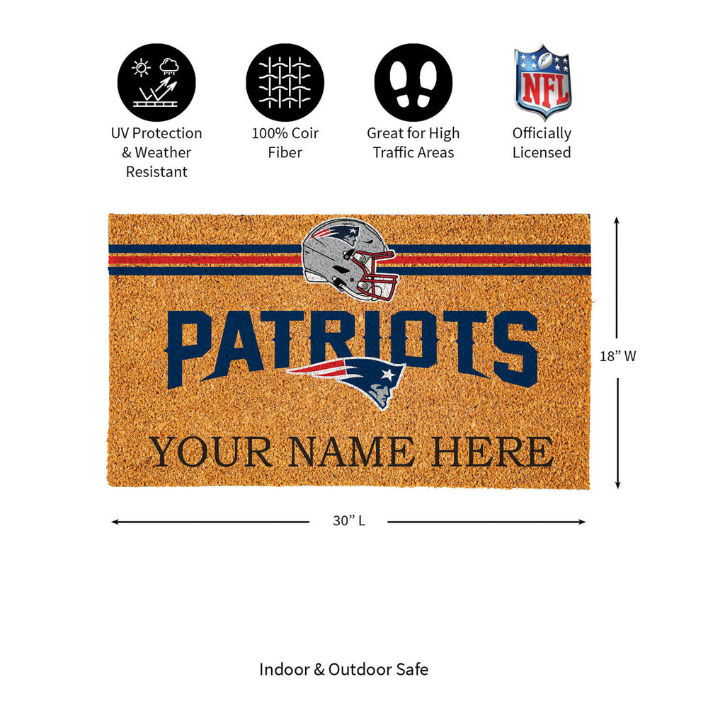 New England Patriots Personalized Mat, Natural Coir with Color Logo, 30" x 18", Slide 9 of 15