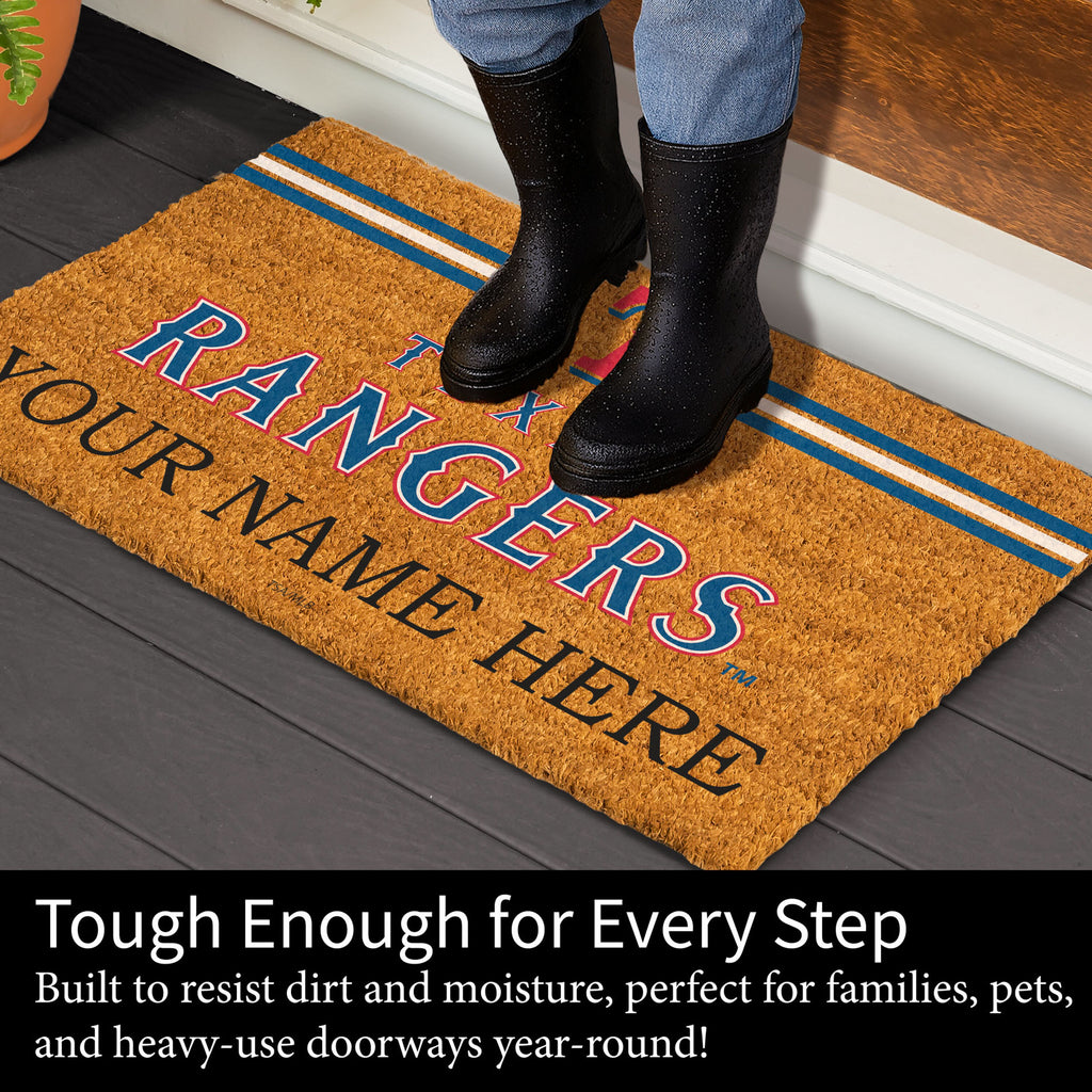 Texas Rangers Personalized Mat, Natural Coir with Color Logo, 30" x 18", Slide 4 of 4