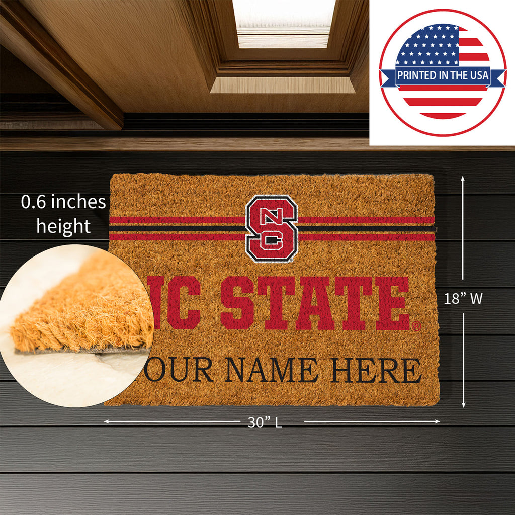 North Carolina State University Personalized Mat, Natural Coir with Color Logo, 30" x 18", Slide 3 of 15