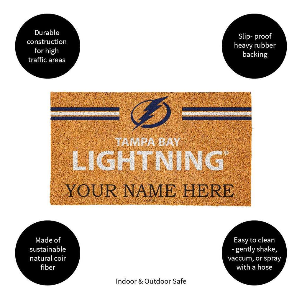 Tampa Bay Lightning Personalized Mat, Natural Coir with Color Logo, 30" x 18", Slide 10 of 15