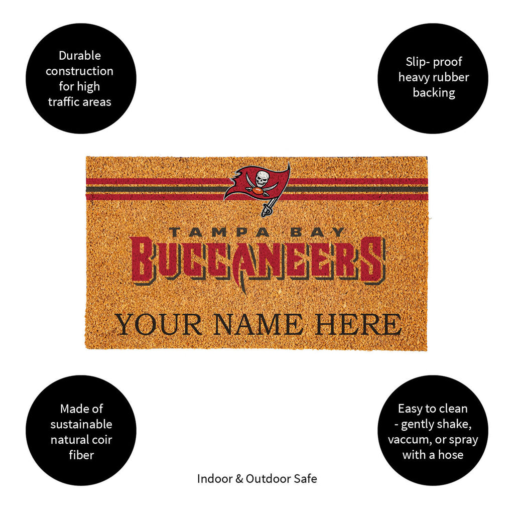 Tampa Bay Buccaneers Personalized Mat, Natural Coir with Color Logo, 30" x 18", Slide 11 of 15