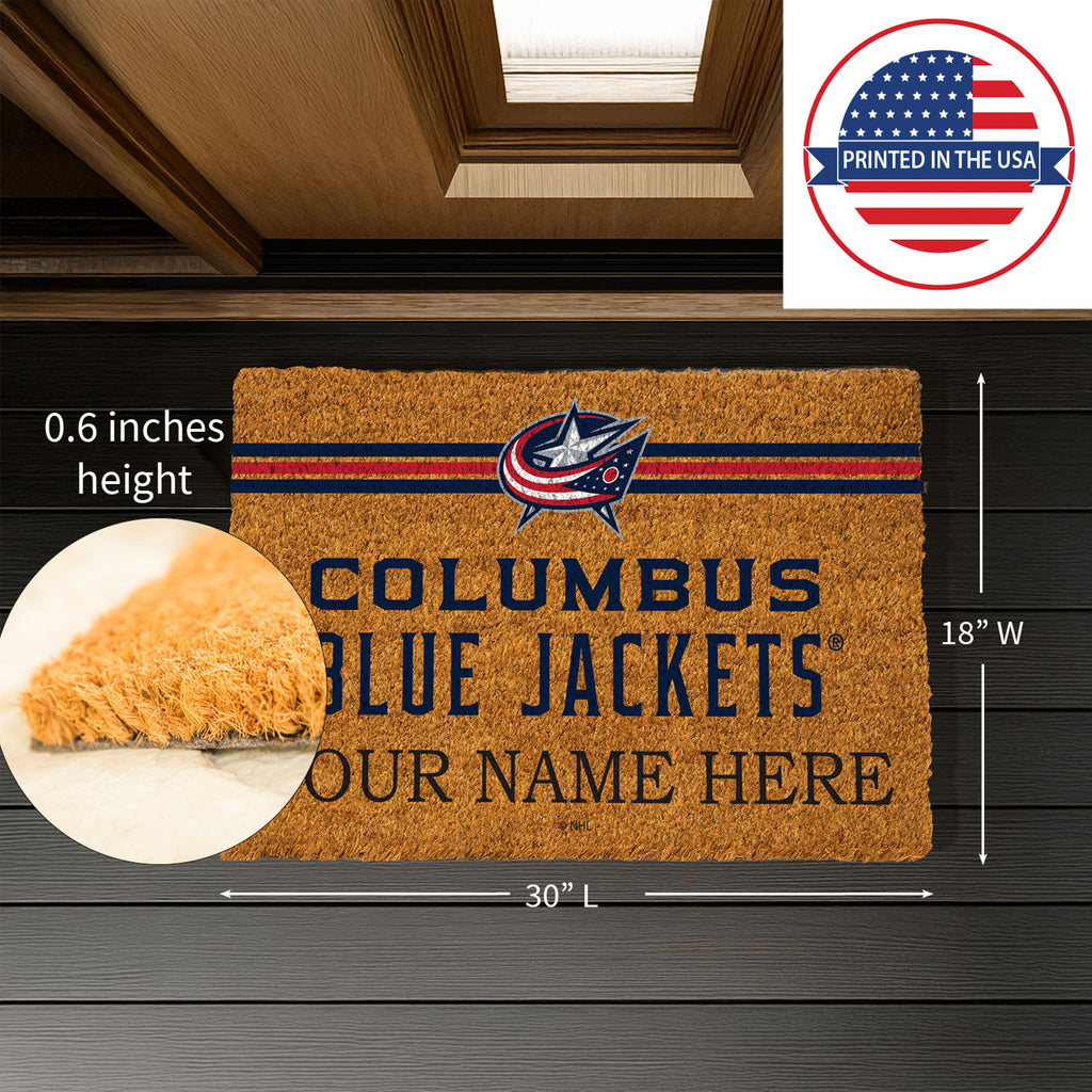 Columbus Blue Jackets Personalized Mat, Natural Coir with Color Logo, 30" x 18", Slide 4 of 15