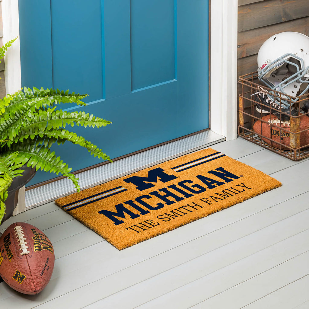 University Of Michigan Personalized Mat, Natural Coir with Color Logo, 30" x 18", Slide 9 of 15