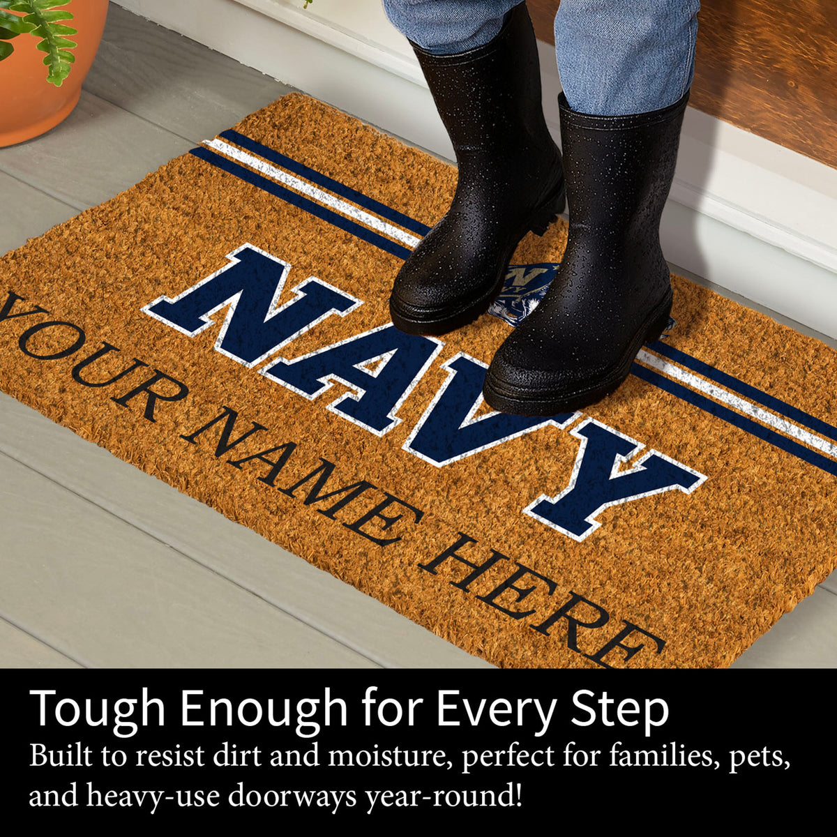 US Naval Academy Personalized Mat, Natural Coir with Color Logo, 30" x 18", Slide 6 of 15