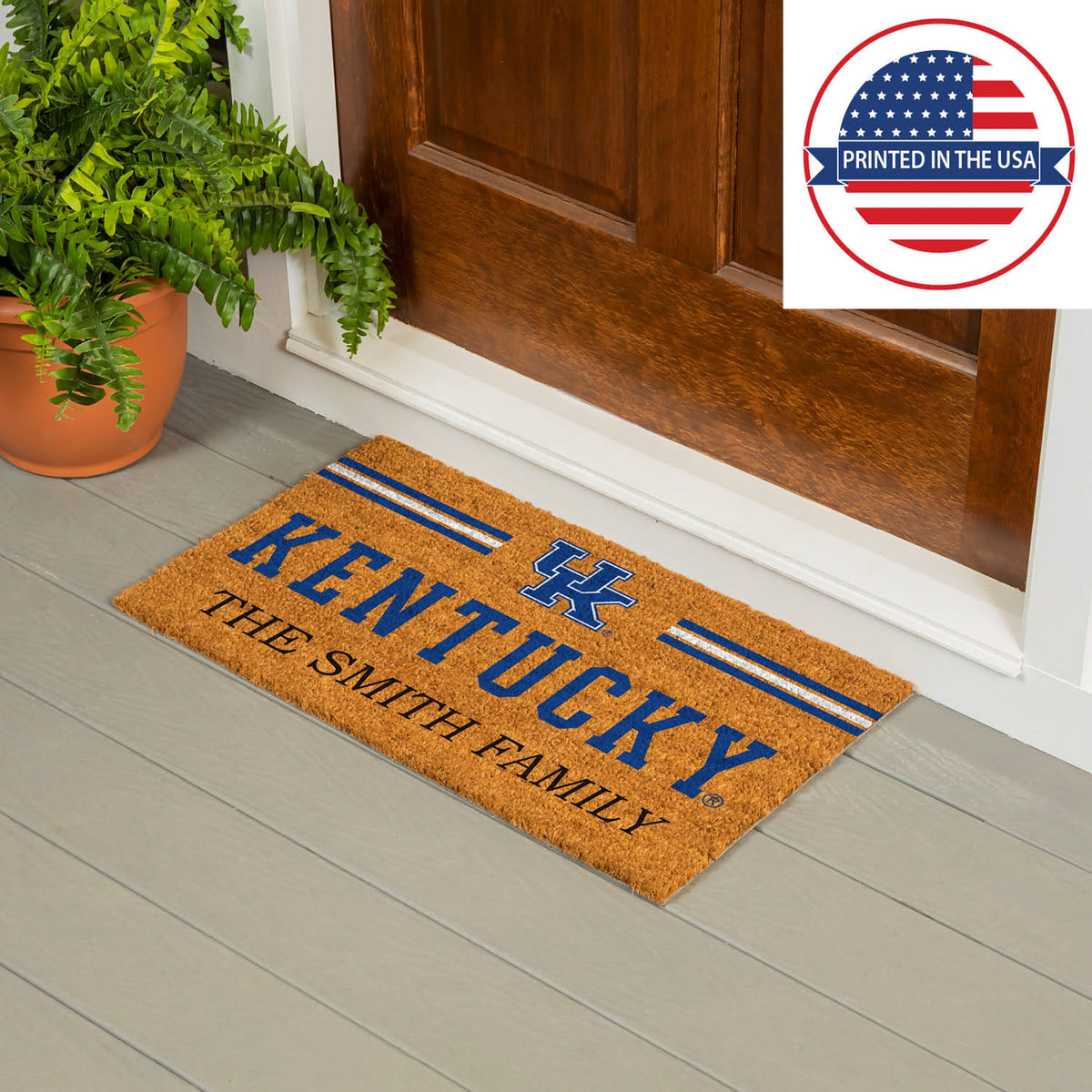 University of Kentucky Personalized Mat, Natural Coir with Color Logo, 30" x 18", Slide 13 of 15