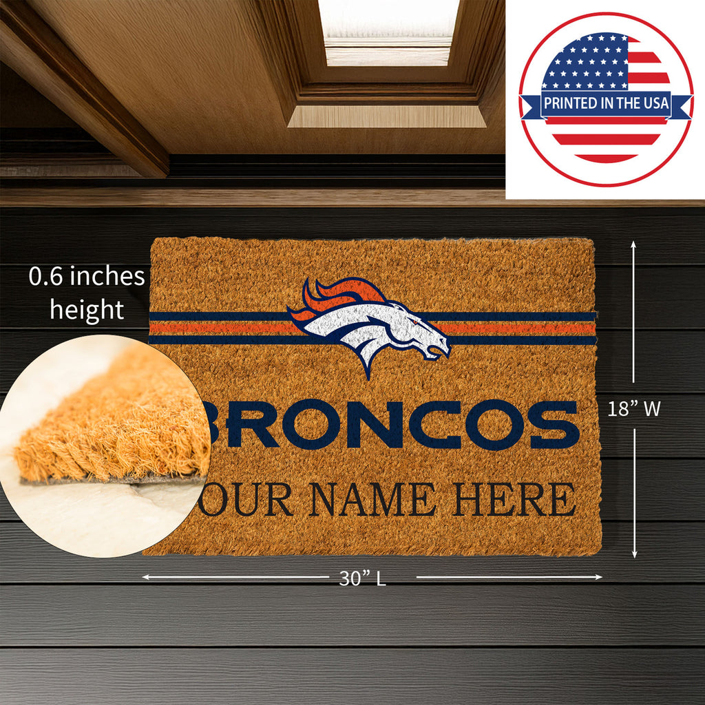 Denver Broncos Personalized Mat, Natural Coir with Color Logo, 30" x 18", Slide 8 of 15
