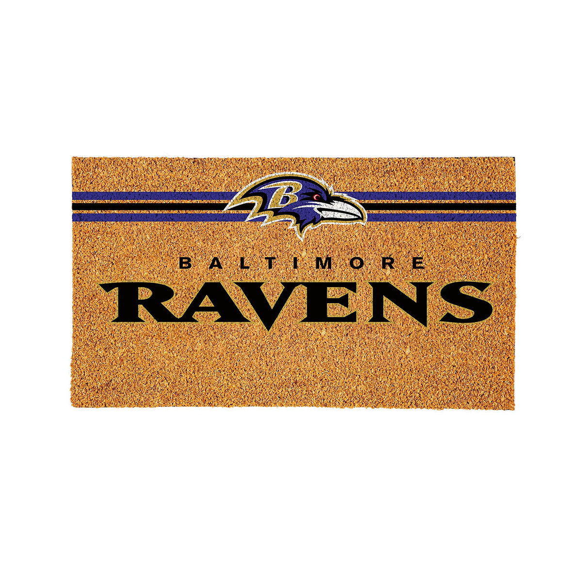 Baltimore Ravens Personalized Mat, Natural Coir with Color Logo, 30" x 18"