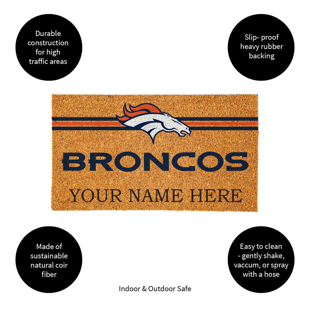 Denver Broncos Personalized Mat, Natural Coir with Color Logo, 30" x 18", Slide 10 of 15