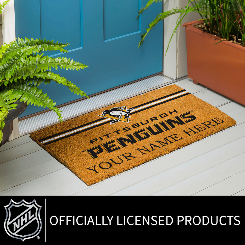 Pittsburgh Penguins Personalized Mat, Natural Coir with Color Logo, 30" x 18", Slide 7 of 15