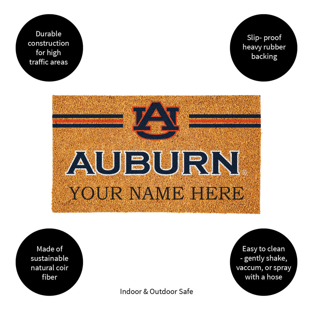Auburn University Personalized Mat, Natural Coir with Color Logo, 30" x 18", Slide 11 of 15