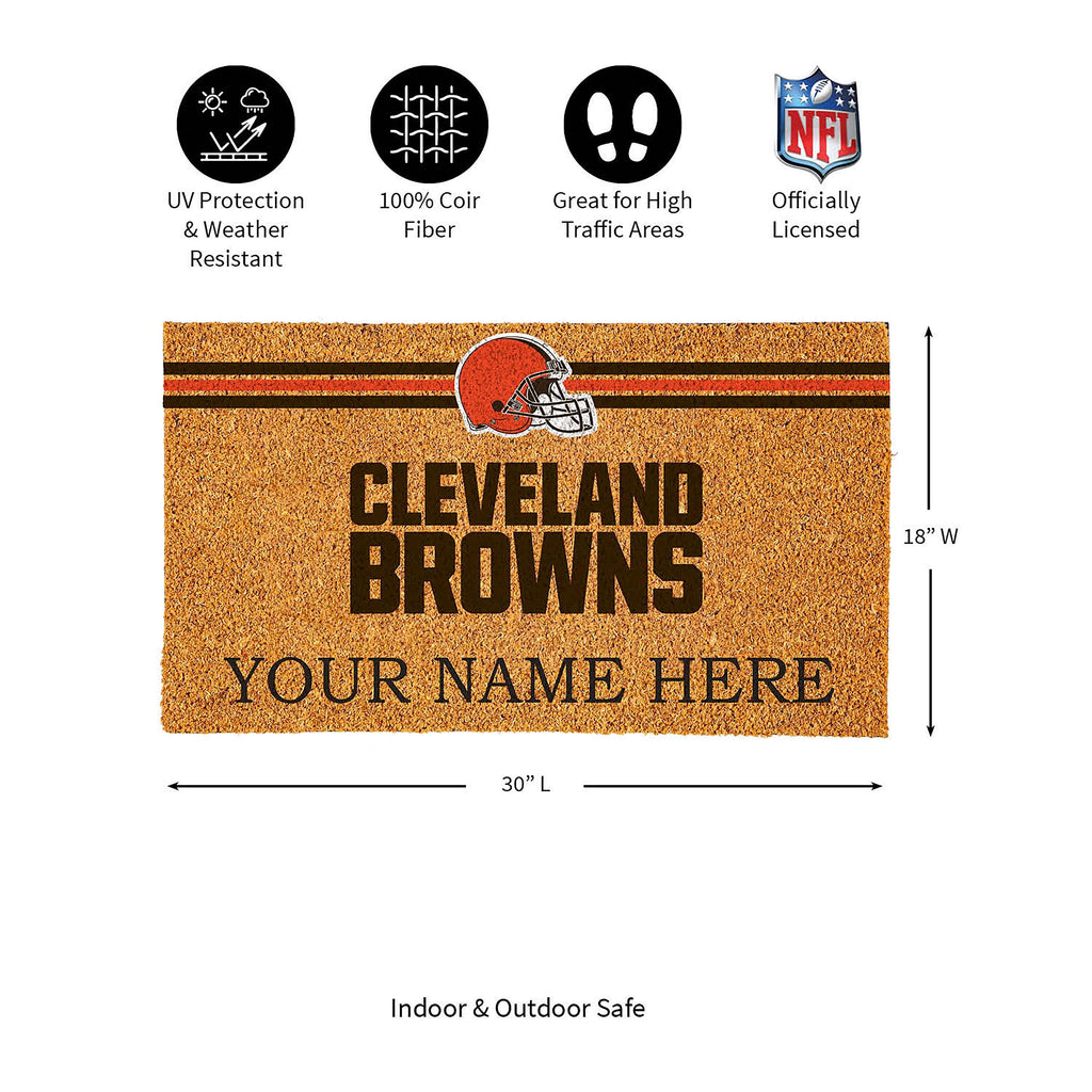Cleveland Browns Personalized Mat, Natural Coir with Color Logo, 30" x 18", Slide 5 of 6