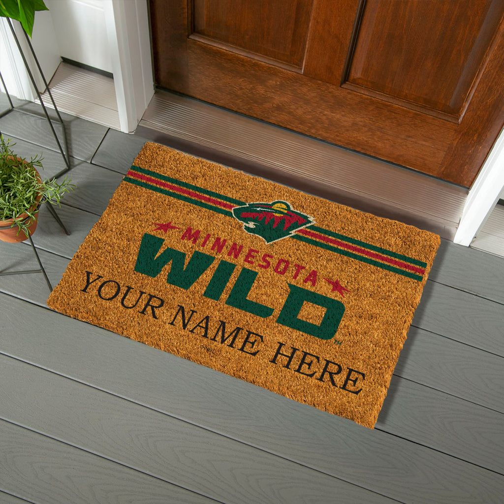 Minnesota Wild Personalized Mat, Natural Coir with Color Logo, 30" x 18", Slide 3 of 15