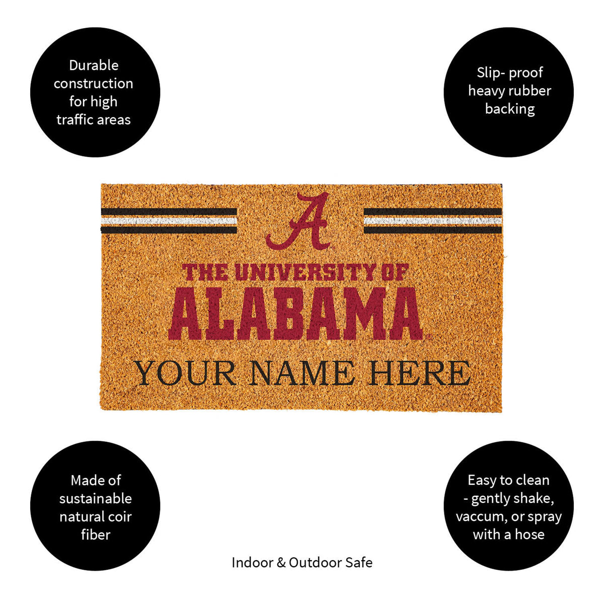 University of Alabama Personalized Mat, Natural Coir with Color Logo, 30" x 18", Slide 10 of 15