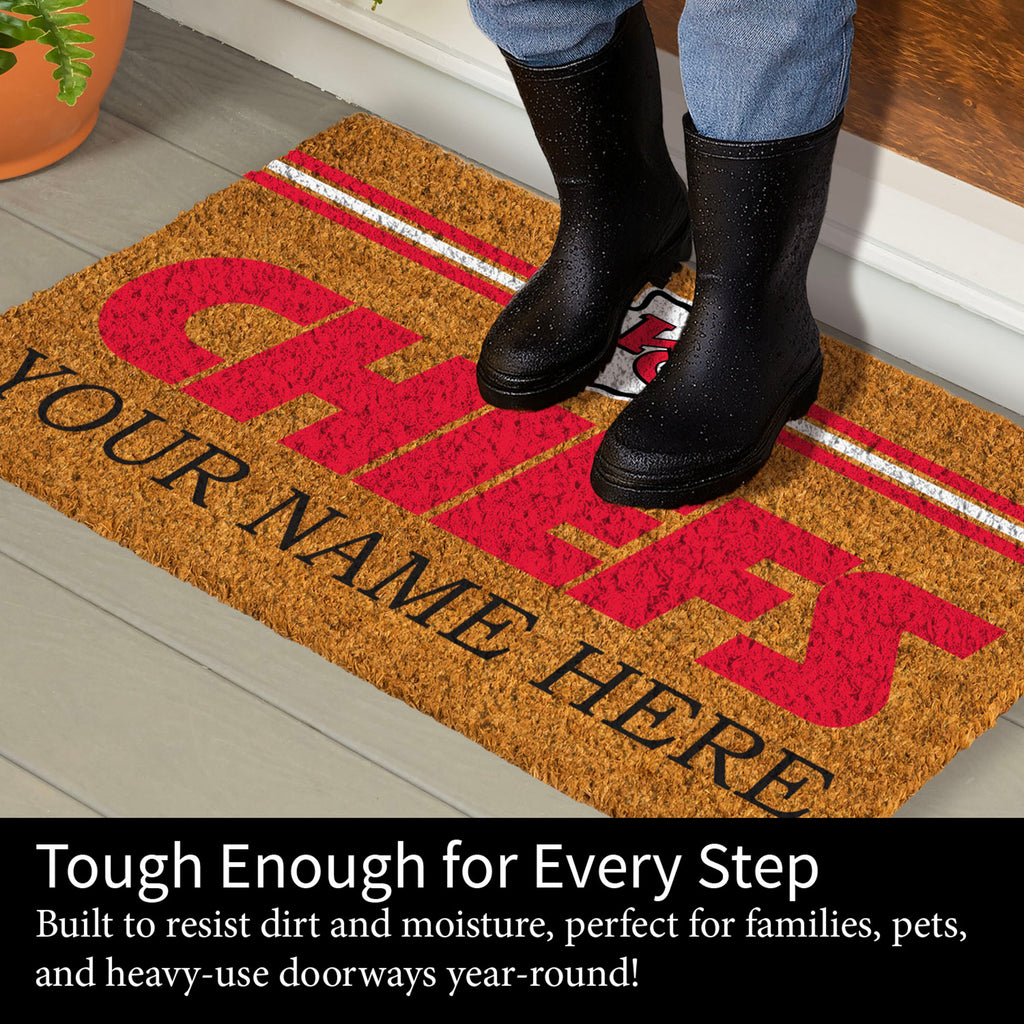 Kansas City Chiefs Personalized Mat, Natural Coir with Color Logo, 30" x 18", Slide 7 of 15