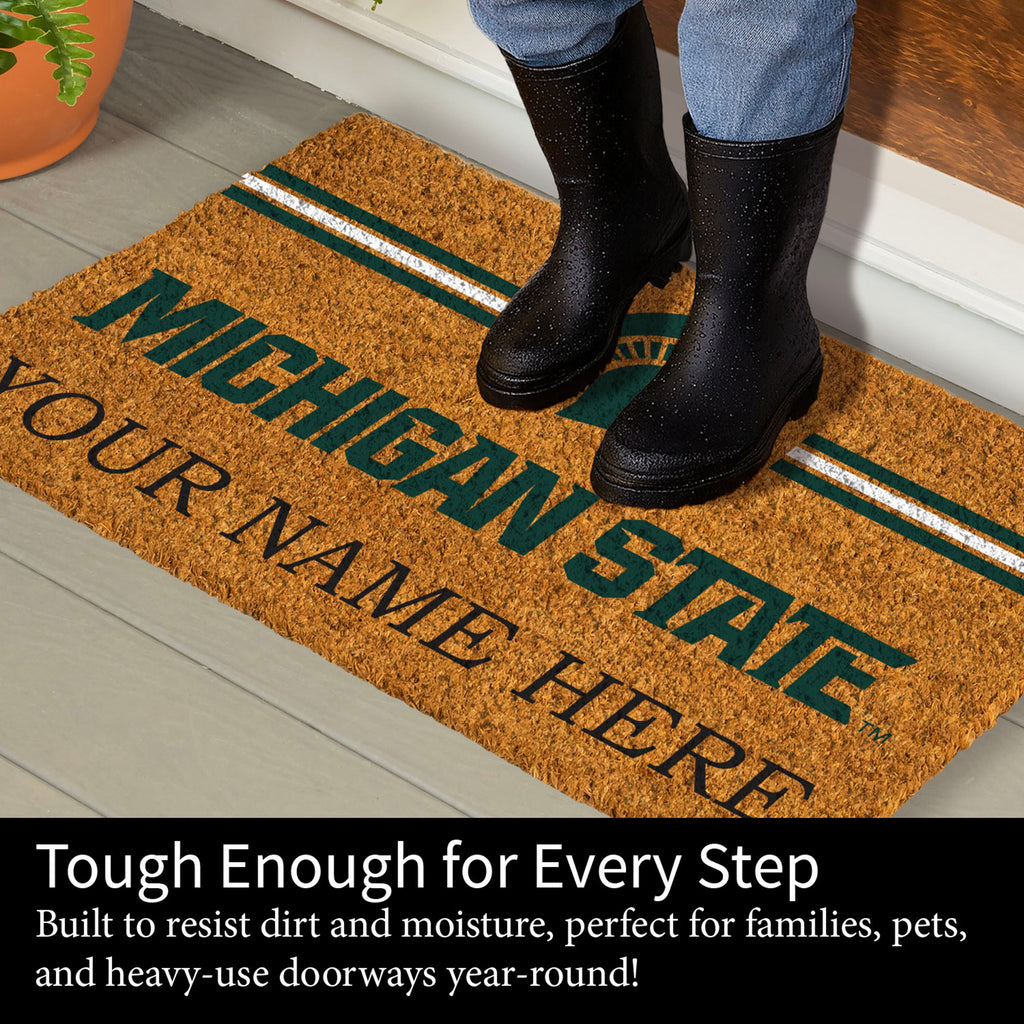 Michigan State University Personalized Mat, Natural Coir with Color Logo, 30" x 18", Slide 6 of 15