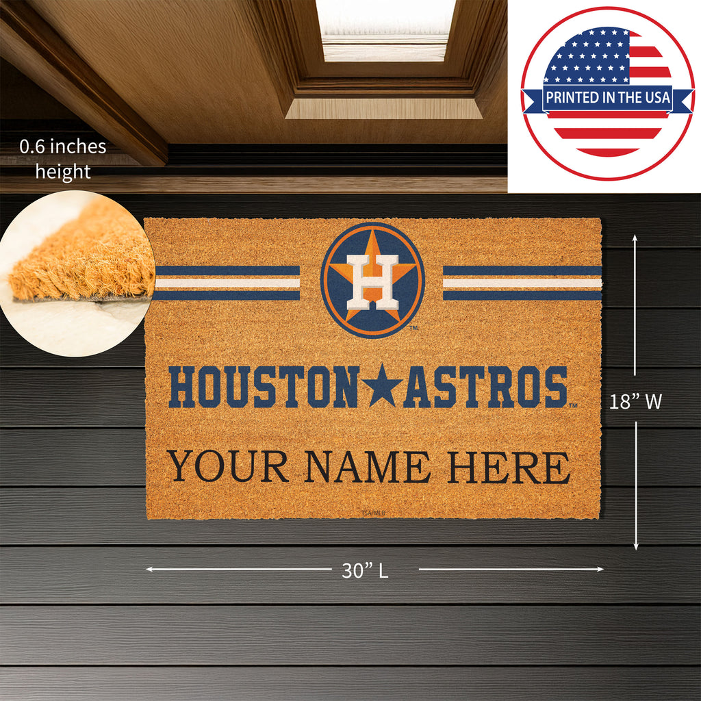 Houston Astros Personalized Mat, Natural Coir with Color Logo, 30" x 18", Slide 3 of 4