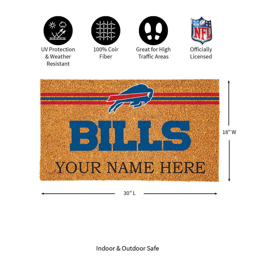 Buffalo Bills Personalized Mat, Natural Coir with Color Logo, 30" x 18", Slide 12 of 15