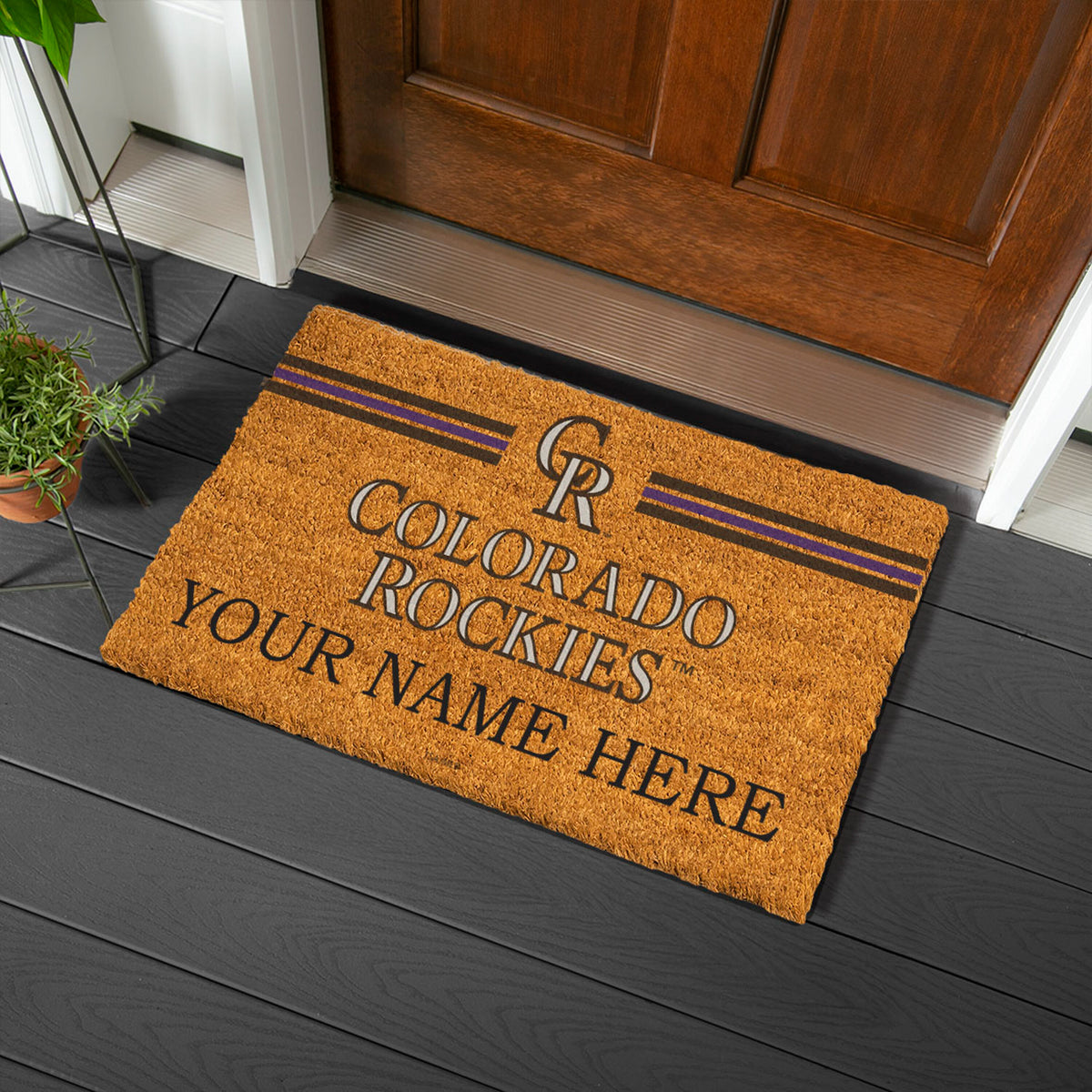 Colorado Rockies Personalized Mat, Natural Coir with Color Logo, 30" x 18"